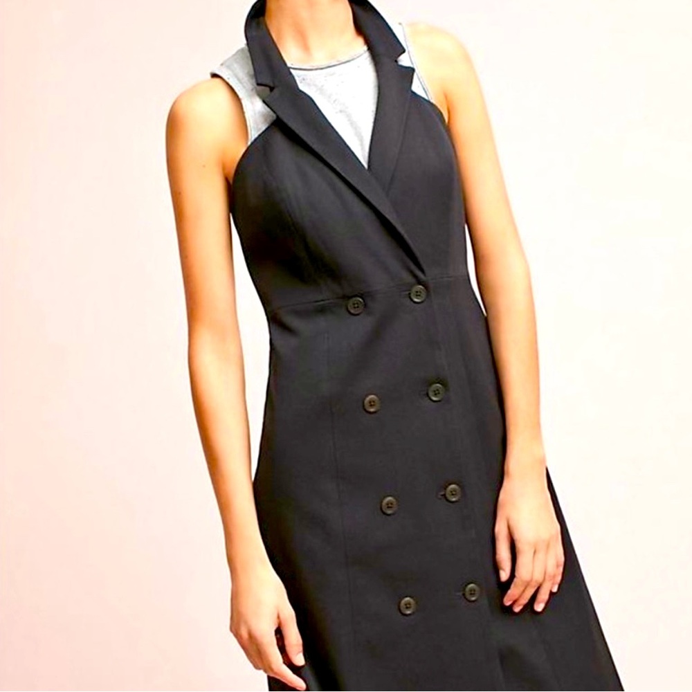 NWT Maeve Anthropologie black and gray double buttoned blazer dress size 4